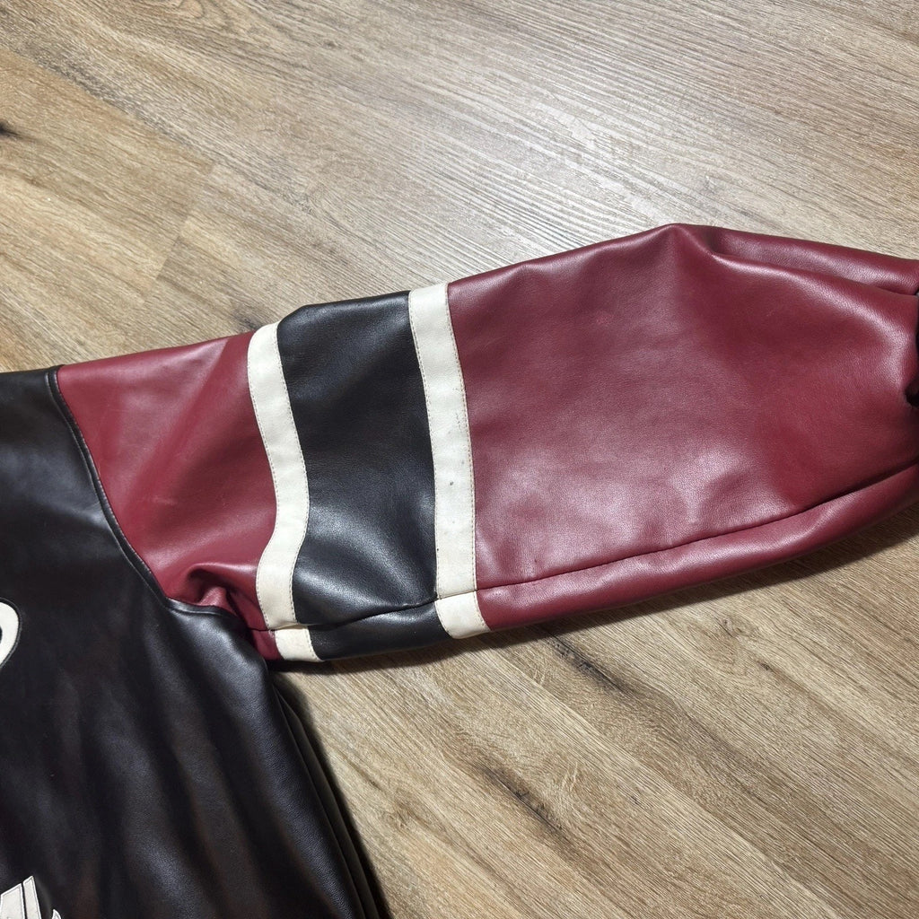Vintage Y2K Miami Heat NBA Basketball Black Leather Bomber Jacket Men’s XL RARE