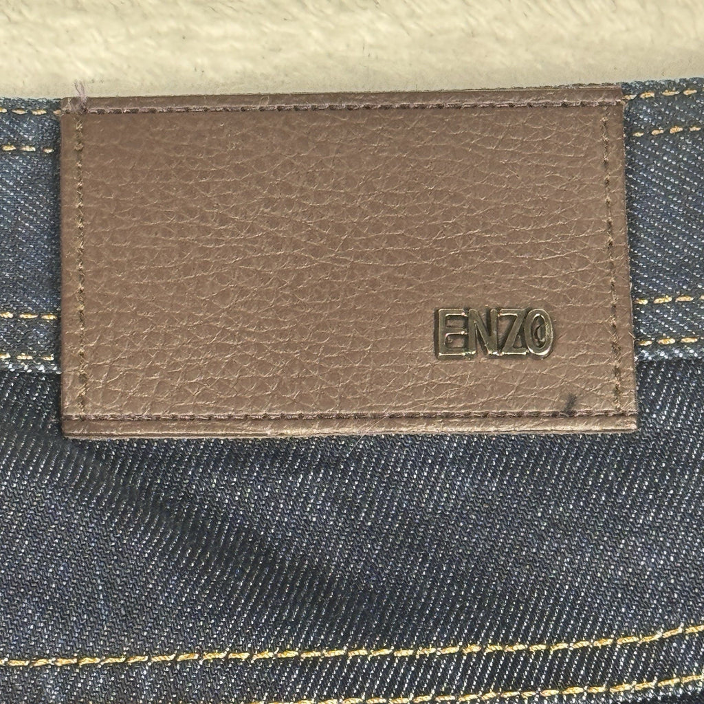 Enzo Tovare Mens 38 x 29 Dark Wash Slim Straight Stretch Denim Jeans Blue