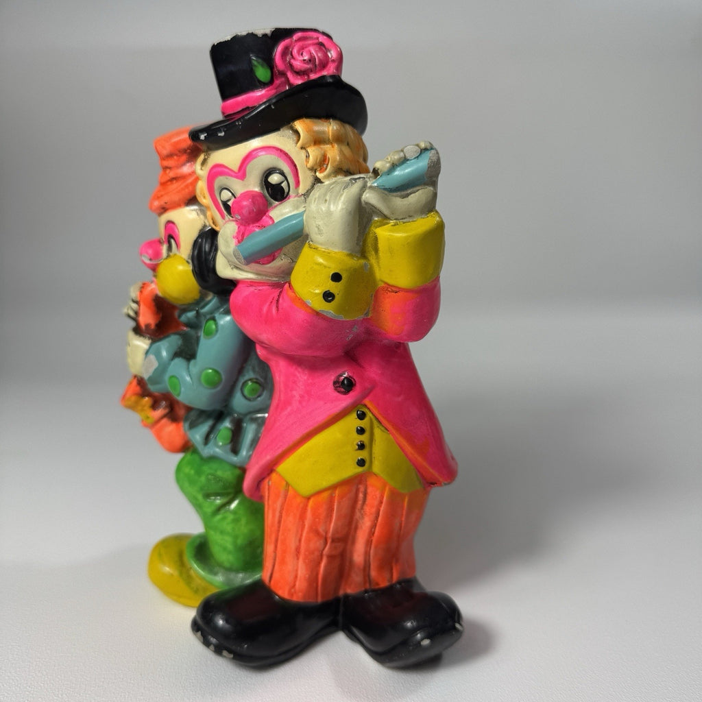 Vtg 1968 OSL Japan Musician Clown Coin Bank Chalkware Rare Vibrant Colorful HTF