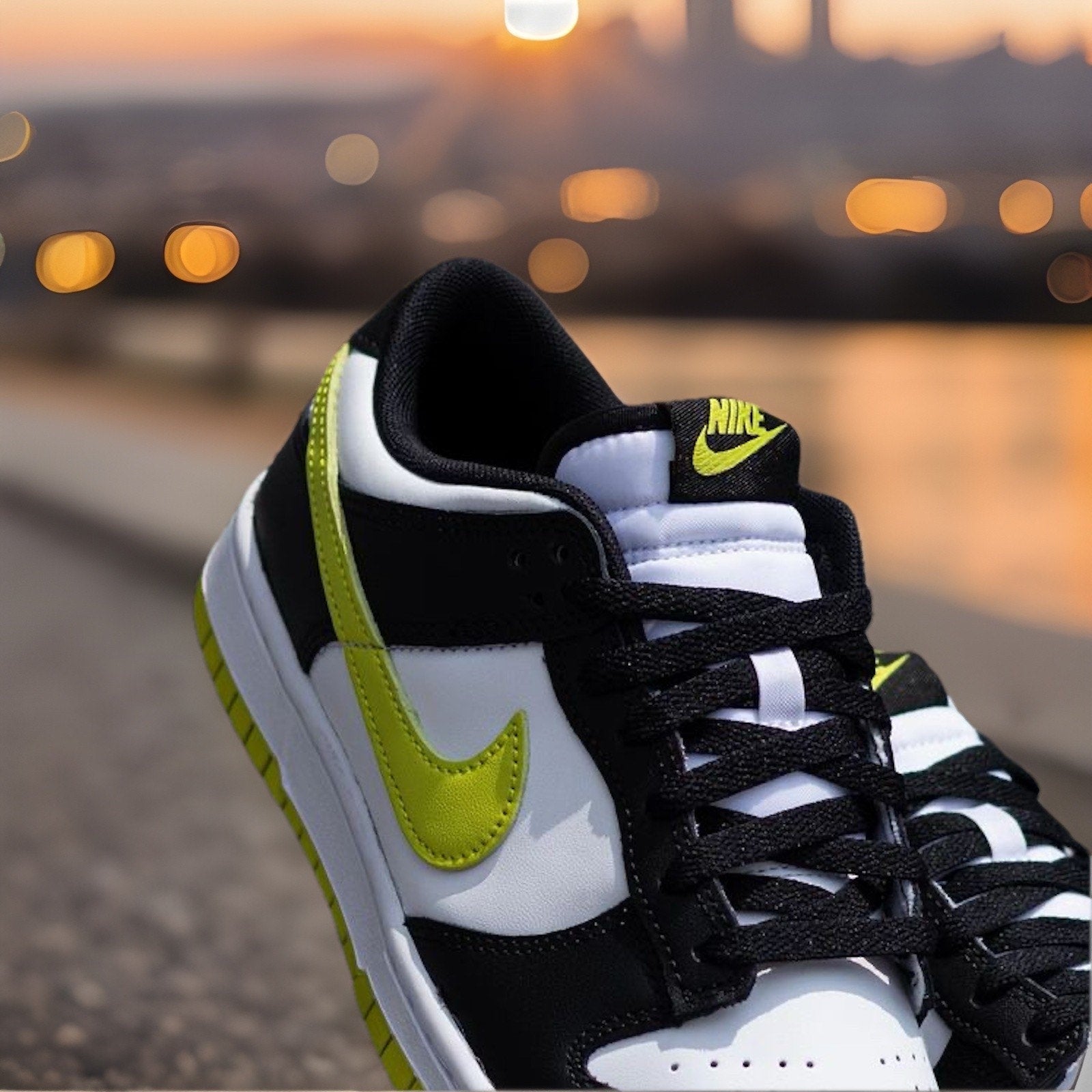 Nike Dunk Low Sz 13 Mens White Bright Cactus Black Shoes Sneakers New DV0833-110