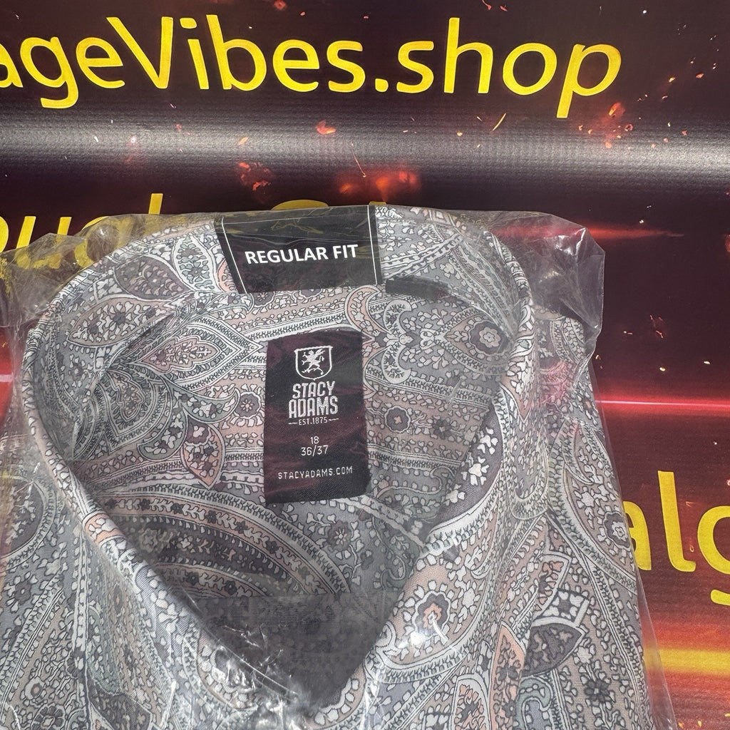 Stacy Adams Men’s Paisley Dress Shirt French Cuff Button Up Regular Fit 18 36/37