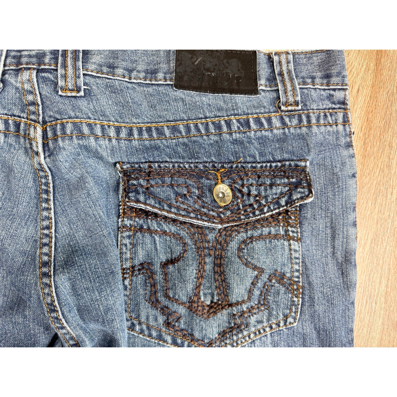 NBN Gear Embroidered Flap Pocket Jeans Men’s 42x32 Baggy Y2K Blue Denim Skater