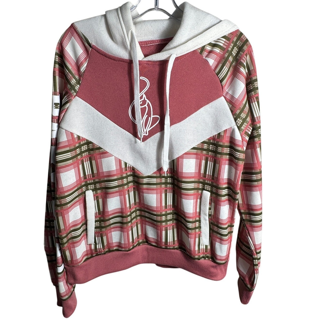 Y2K Baby Phat Plaid Open Back Hoodie Women’s 1X XL Pink Green