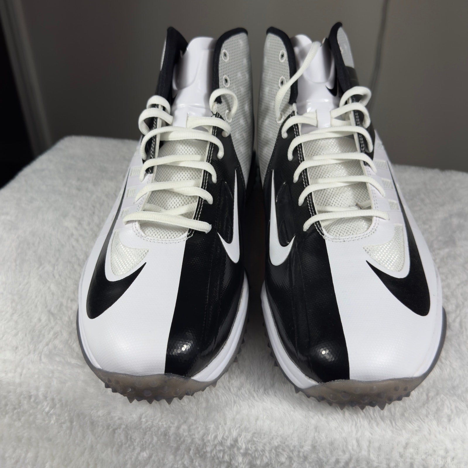 Nike Alpha Menace Mid Football Cleats White Black 527879-100 Mens 15