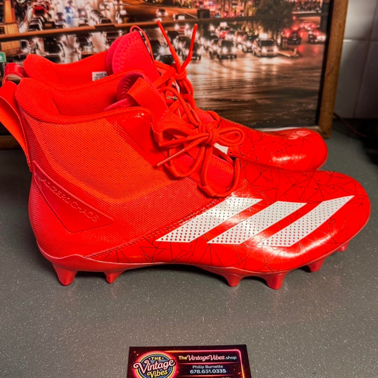 Adidas Adizero Chaos Football Cleats Red White sz 11 Mens New RFID