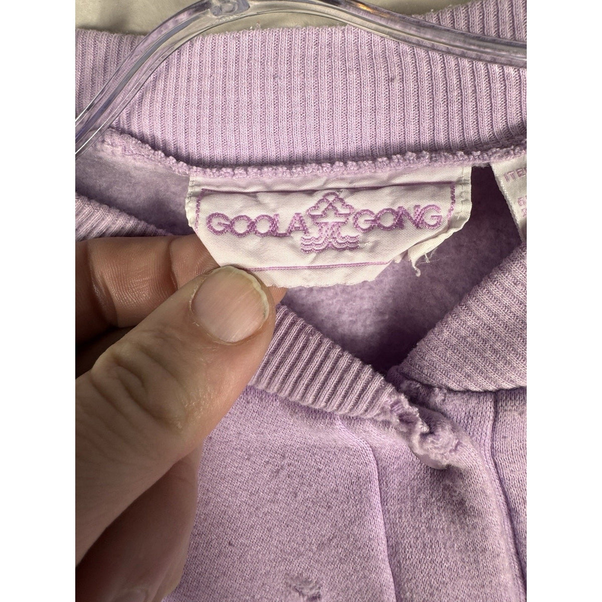 Rare Vtg 80s 90s Goolagong Purple Henley Sweatshirt Pullover Womens L Taiwan HTF