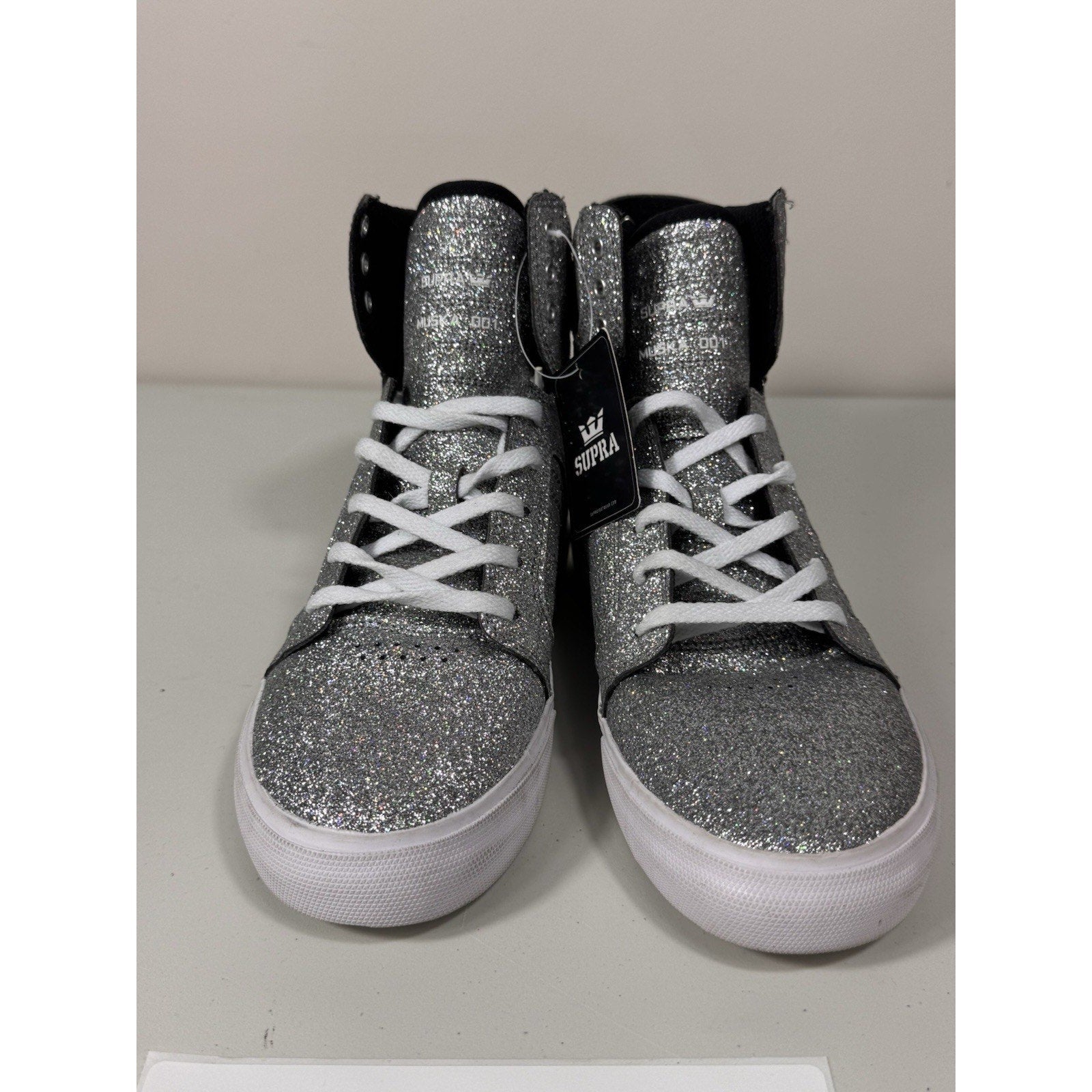 Vtg Rare Y2K Supra Skytop High Top Silver Glitter Sneakers Youth/Men’s US 5 W6.5