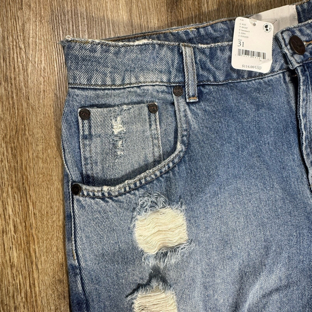 OneTeaspoon Stevies Boyfriend Denim Shorts BNWT Womens 31 34 Pacifica Distressed