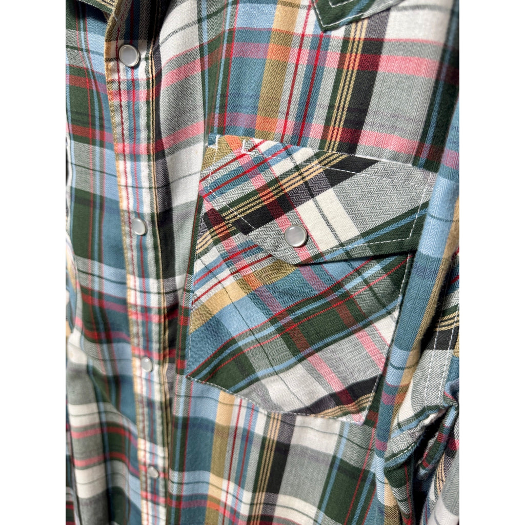 High Noon Pearl Snap Western Plaid Shirt Men’s Large Cowboy Ranch Rodeo Vintage