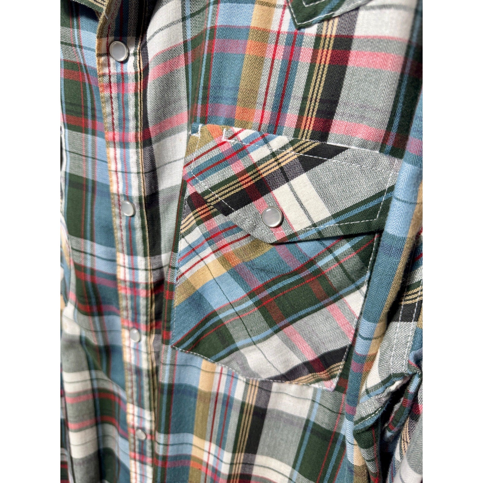 High Noon Pearl Snap Western Plaid Shirt Men’s Large Cowboy Ranch Rodeo Vintage