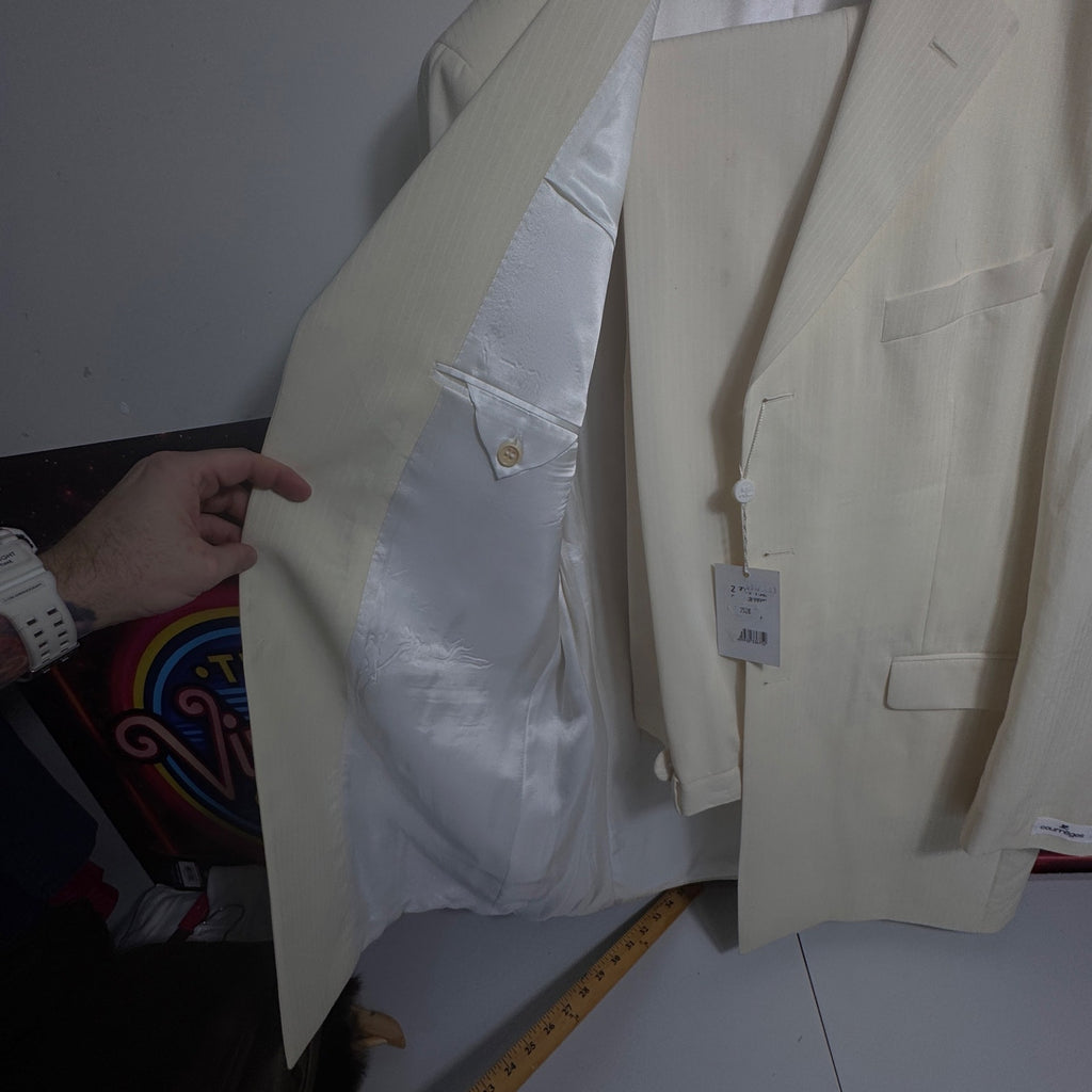 NWT Courrèges Homme Ivory Virgin Wool 2 Piece Suit EU 47 French Designer