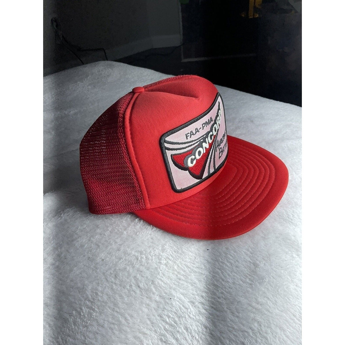 Vtg 80s/90s Concorde Aircraft Batteries FAA PMA Otto Trucker Snapback Hat NOS
