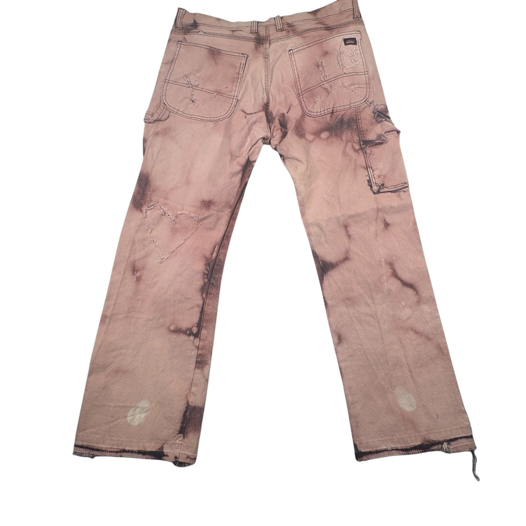 Dickies Carpenter Pants Men 36x30 Custom Bleach Distressed Grunge Workwear Pink