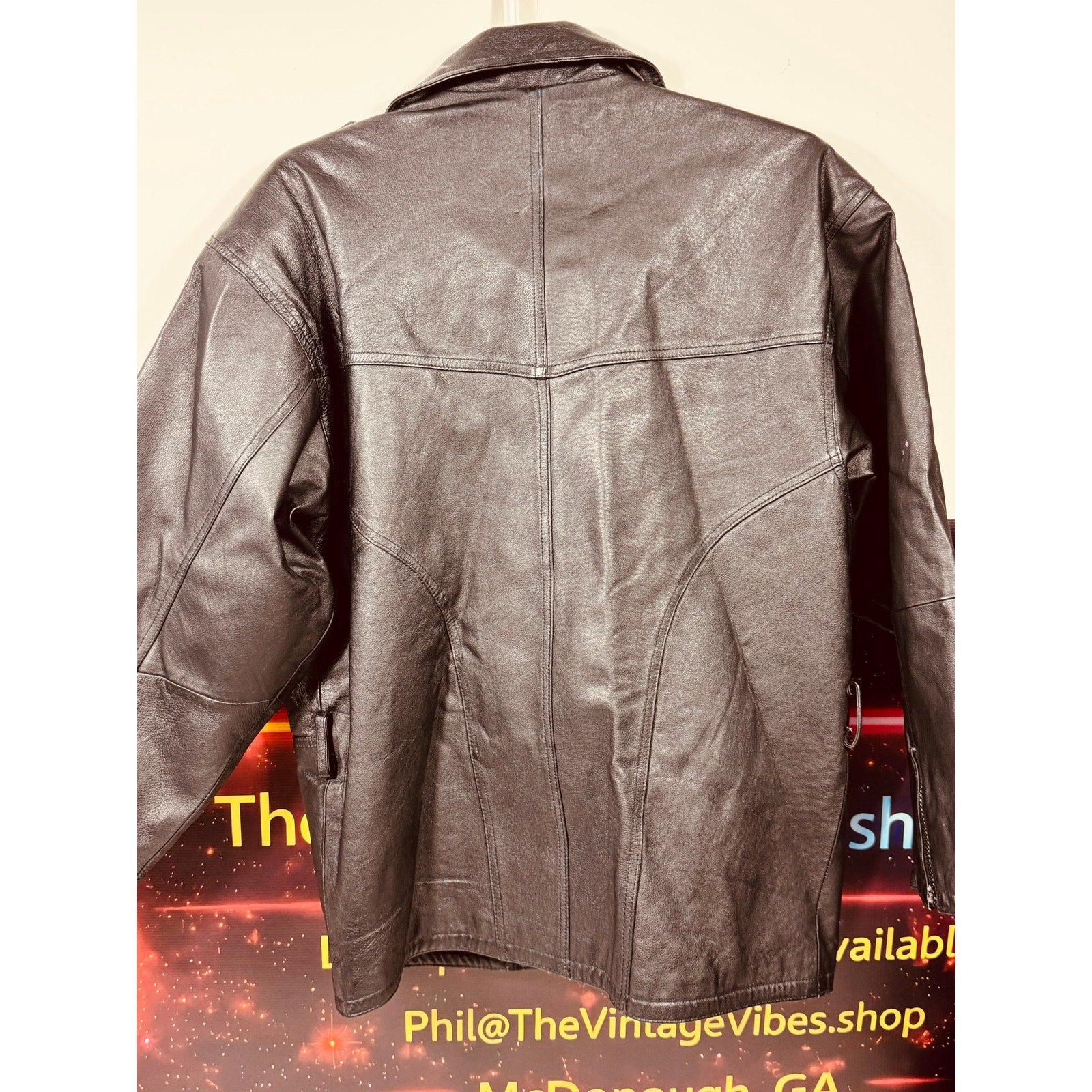 Vintage USA Made Wilda Genuine Leather Motorcycle Jacket Black Biker Cafe Racer Coat