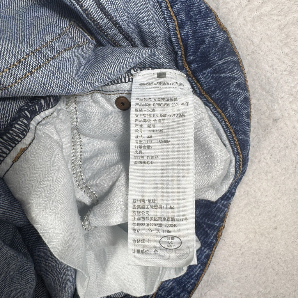 Abercrombie & Fitch Curve Love High Rise Distressed Skinny Jeans Womens 33 16L