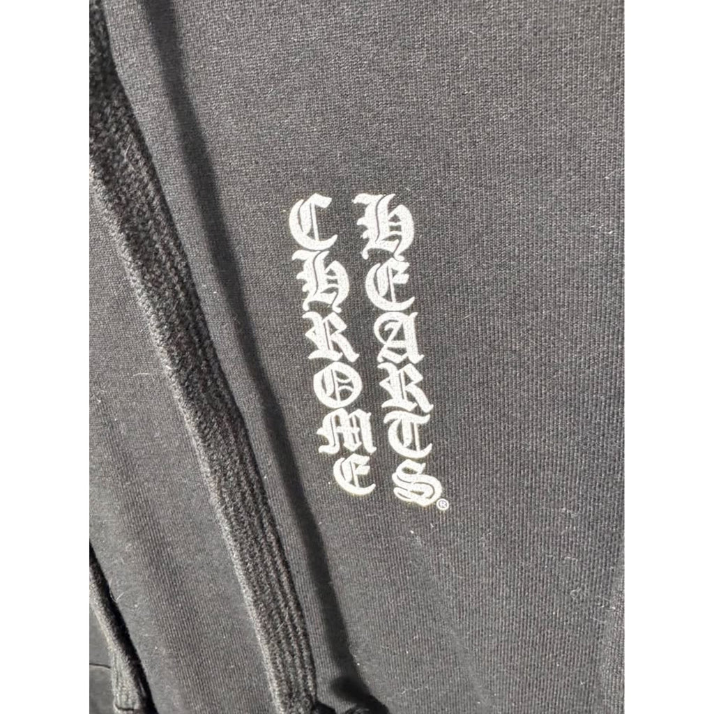 Black Chrome Gothic Cross Graphic Hoodie Sz L Streetwear Hearts Pullover