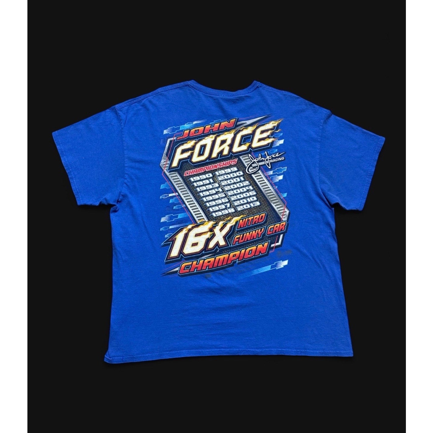 John Force Racing 16X Champion NHRA Funny Car AAA Camaro T Shirt 2XL
