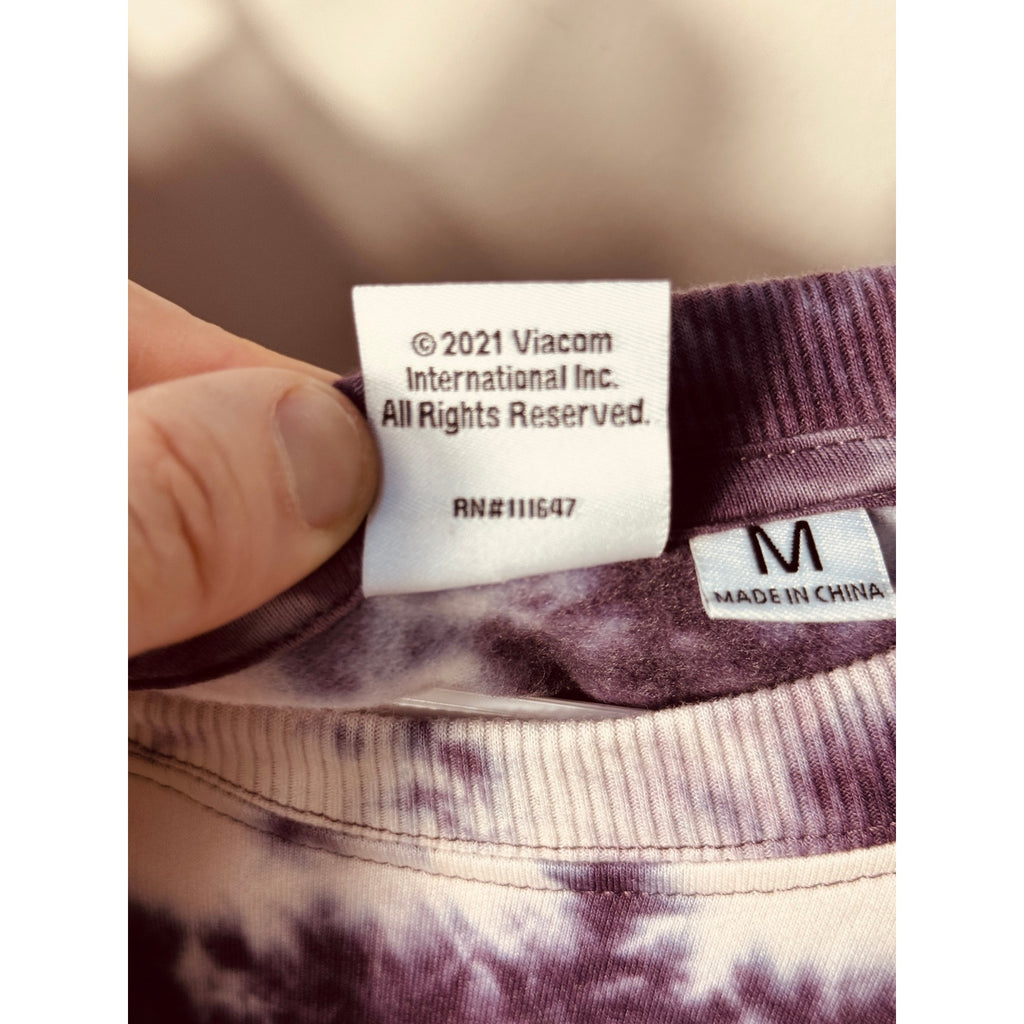 MTV Music Television Tie Dye Sweatshirt Purple White Graphic Crewneck Medium