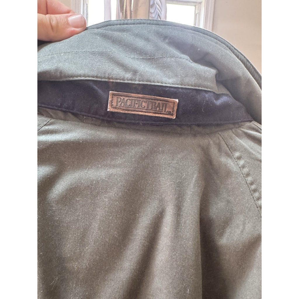 Vtg Pacific Trail Heavy Outdoor Jacket Green Fleece Lined Hooded Coat Size M-L