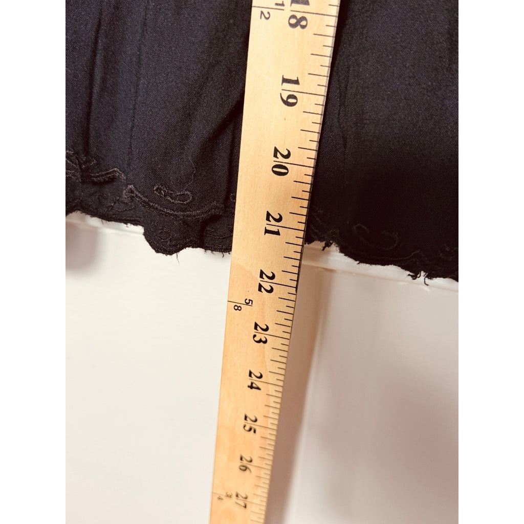 Vintage Thimsup Black Embroidered Eyelet Boho Top Blouse Rayon Indie Festival S