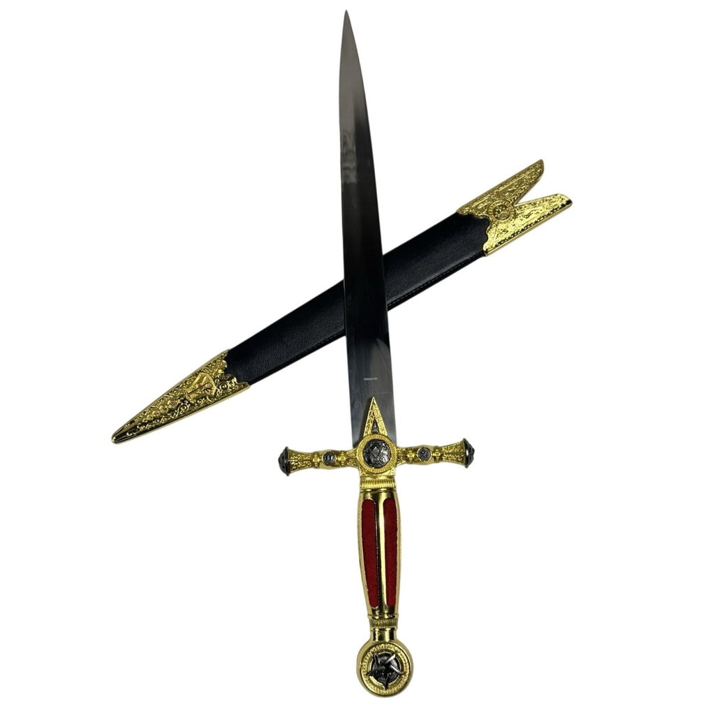 Freemason Masonic Ceremonial Dagger Sword 21.3 in Stainless, Engraved Scabbard