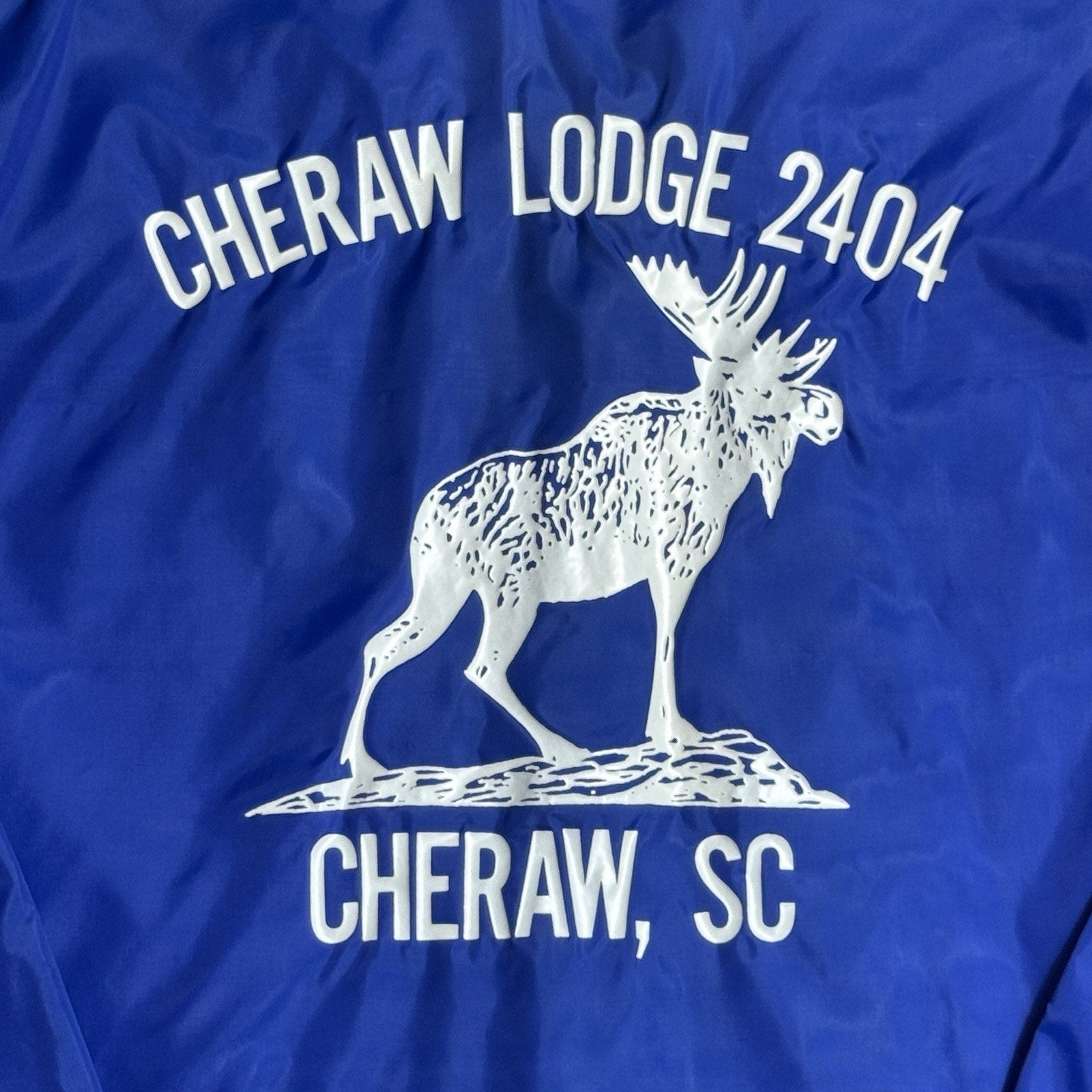 Vintage Hilton Active Apparel Coach Jacket Cheraw SC Lodge 2404 Moose Made USA L