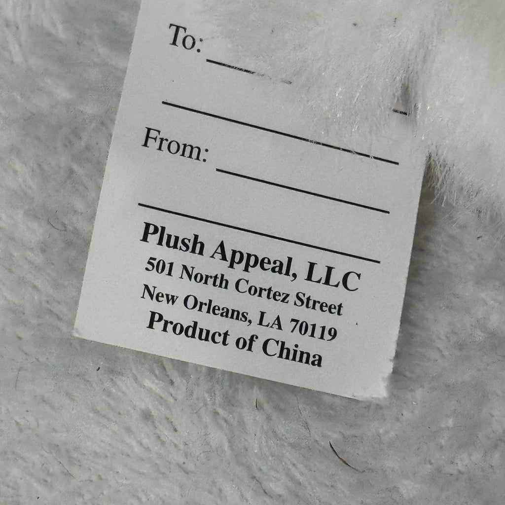 Plush Appeal Valentine Angel Bear Plush Doll White Faux Fur Red Heart Blue Eyes