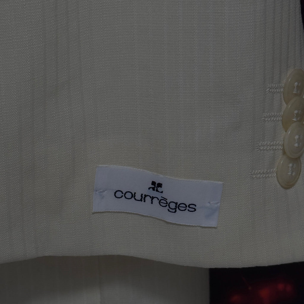 NWT Courrèges Homme Ivory Virgin Wool 2 Piece Suit EU 47 French Designer