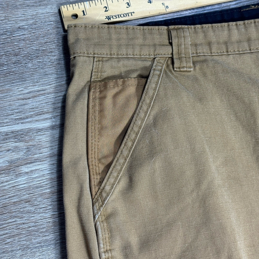 Genuine Dickies Ripstop Cargo Shorts Mens 40 Brown Relaxed Fit Work Utility