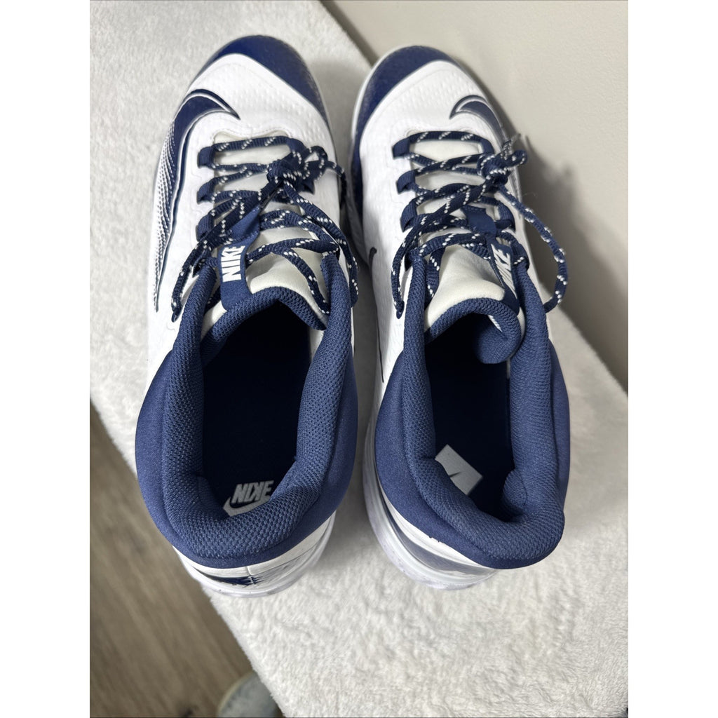 Nike Men's Alpha Huarache Elite 15 Low MCS Baseball Cleats White Navy FD6255-107