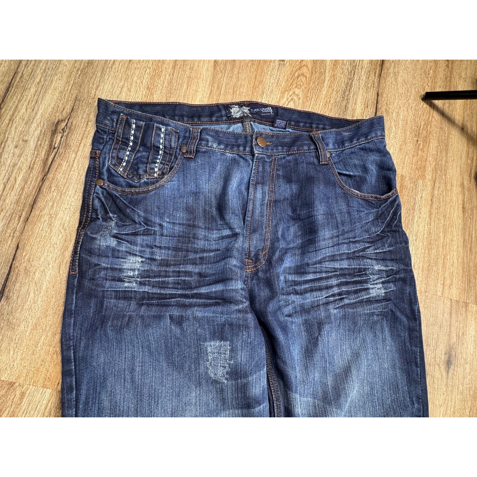 Evolution In Design Y2K Baggy Jeans Men’s 40x32 Distressed Studded Denim