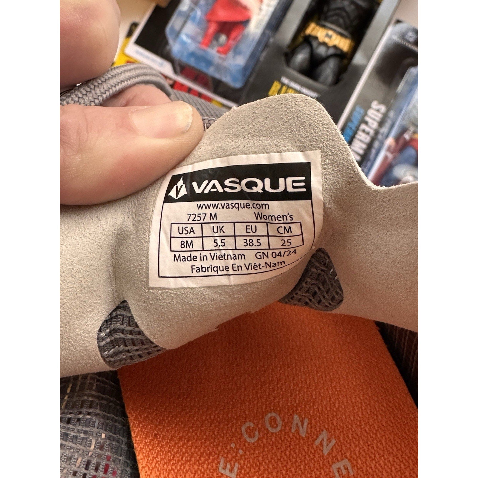 Vasque Womens Hiking Shoes Gray Orange Trail Outdoor Size 8 EU 38.5