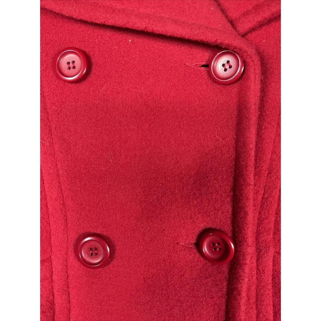 Vintage Rothschild Red Wool Peacoat Women’s Size 14 Faux Fur Collar 90s