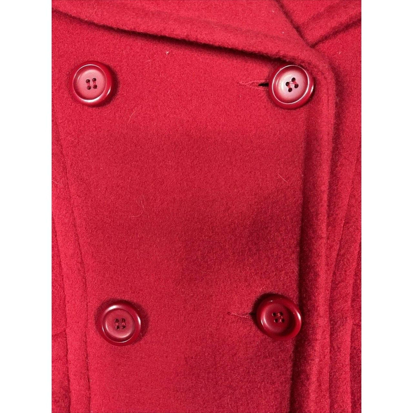 Vintage Rothschild Red Wool Peacoat Women’s Size 14 Faux Fur Collar 90s