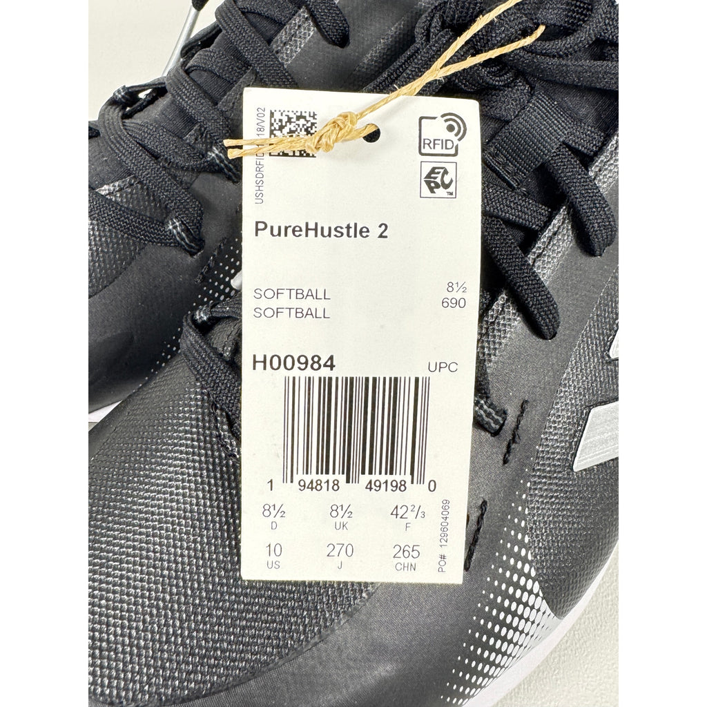 Adidas PureHustle 2 Softball Cleats Black Silver Women’s 10 H00984 NWT