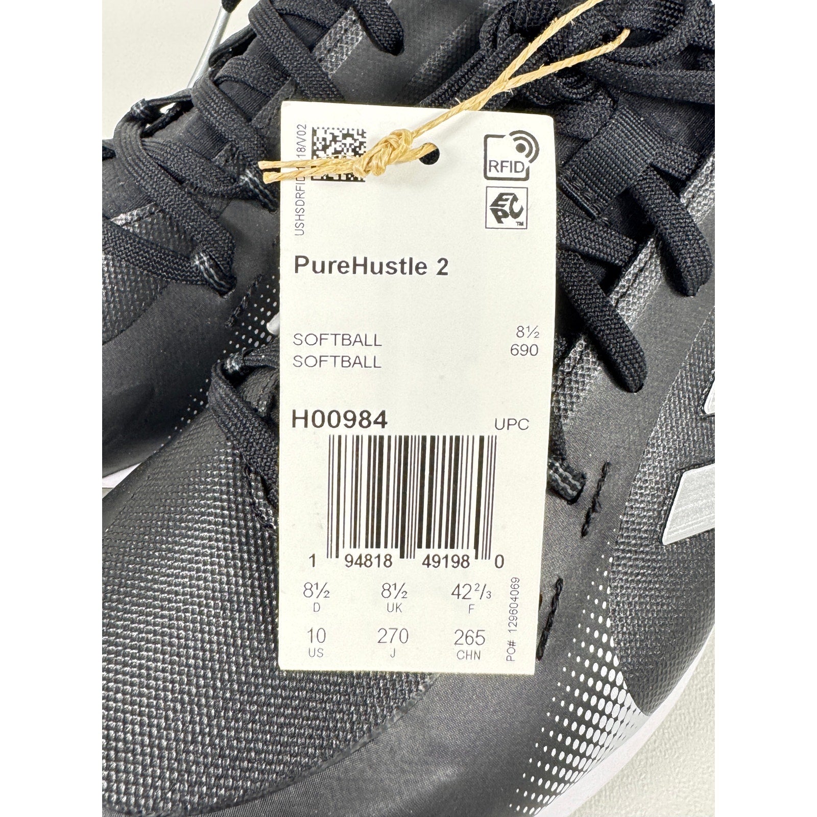 Adidas PureHustle 2 Softball Cleats Black Silver Women’s 10 H00984 NWT