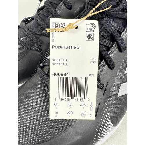 Adidas PureHustle 2 Softball Cleats Black Silver Women’s 10 H00984 NWT
