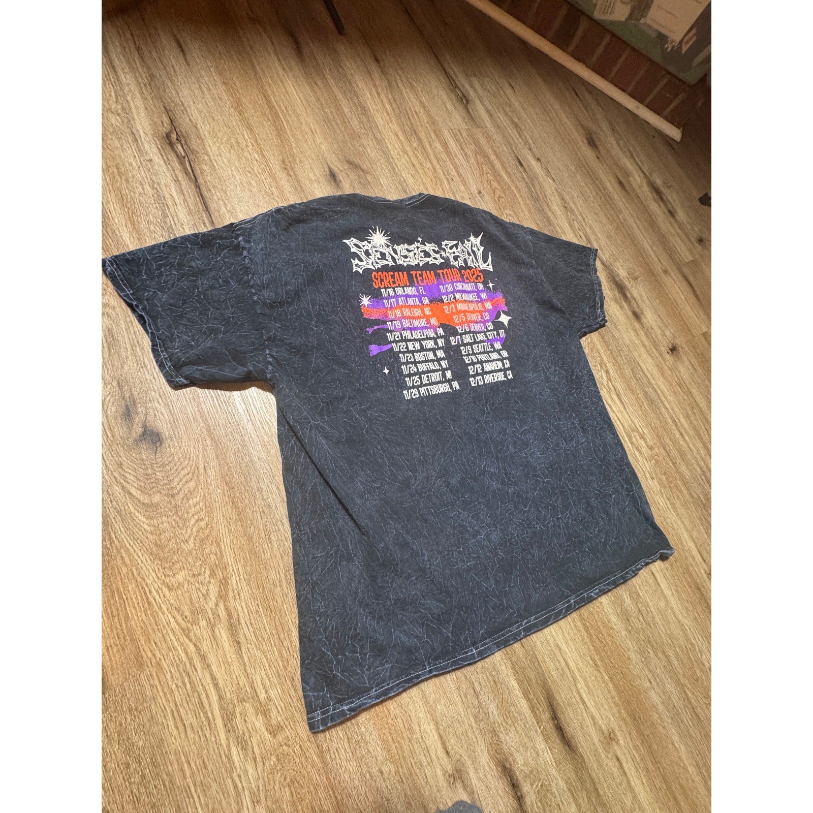 Senses Fail Scream Team Tour 2025 Acid Wash Band Tee Shirt XL Emo Punk Rock