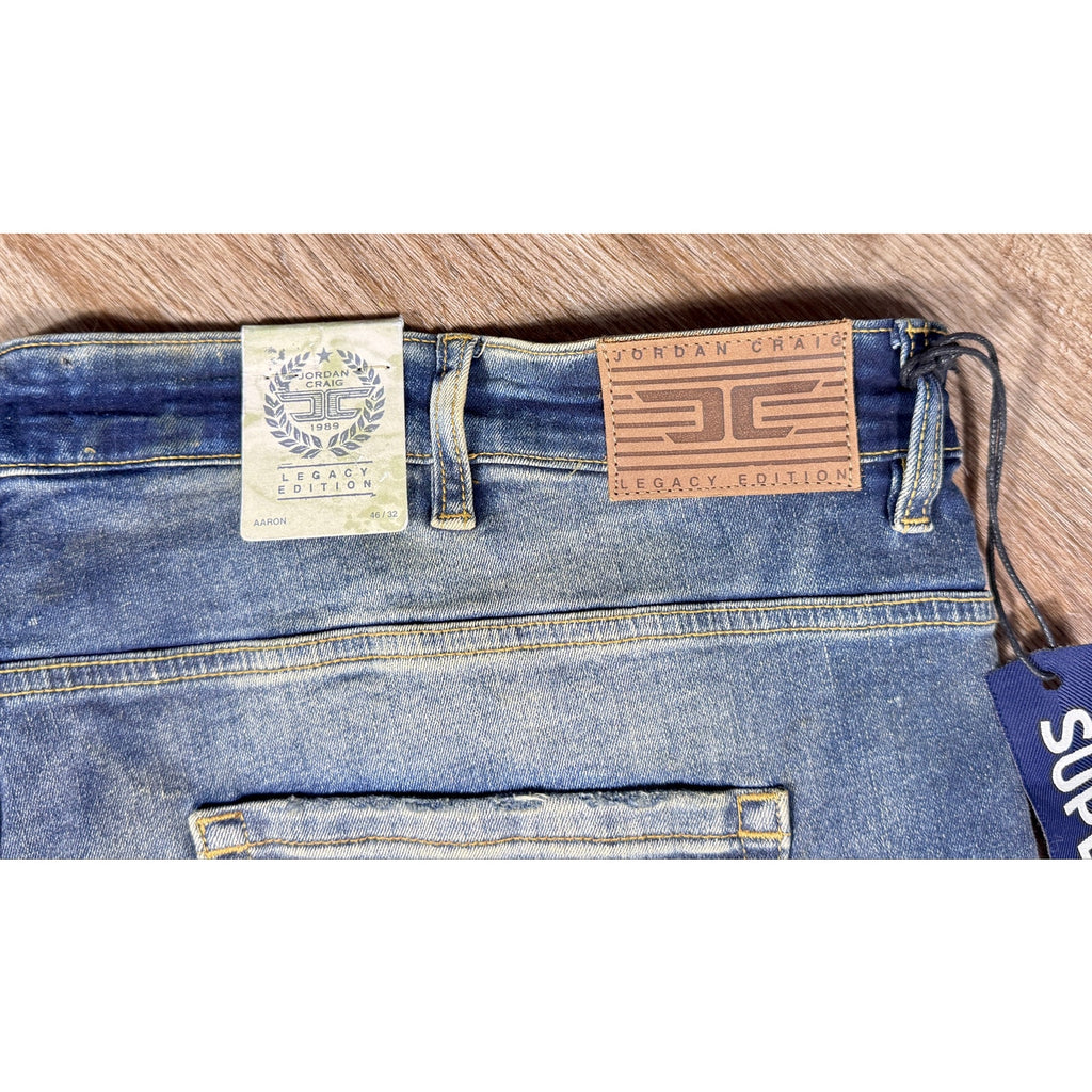 Jordan Craig Legacy Edition Aaron Jeans Men 46x32 Blue Stretch Slim Taper Denim