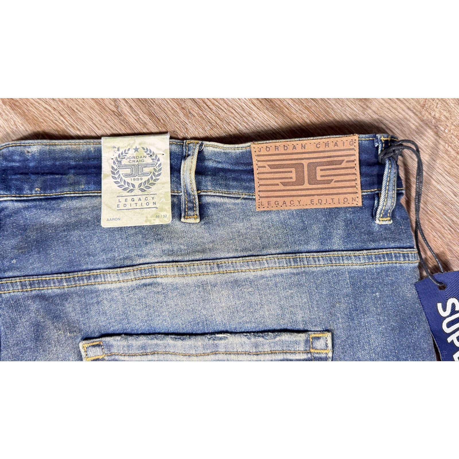 Jordan Craig Legacy Edition Aaron Jeans Men 46x32 Blue Stretch Slim Taper Denim