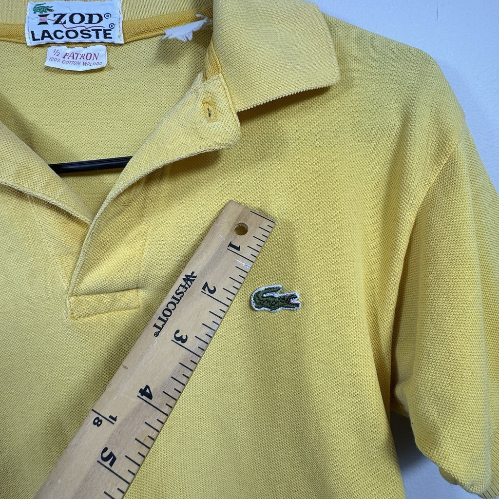 Vtg 60s-70s IZOD Lacoste Yellow Polo Shirt Crocodile Logo Cotton Mens Slim S XS