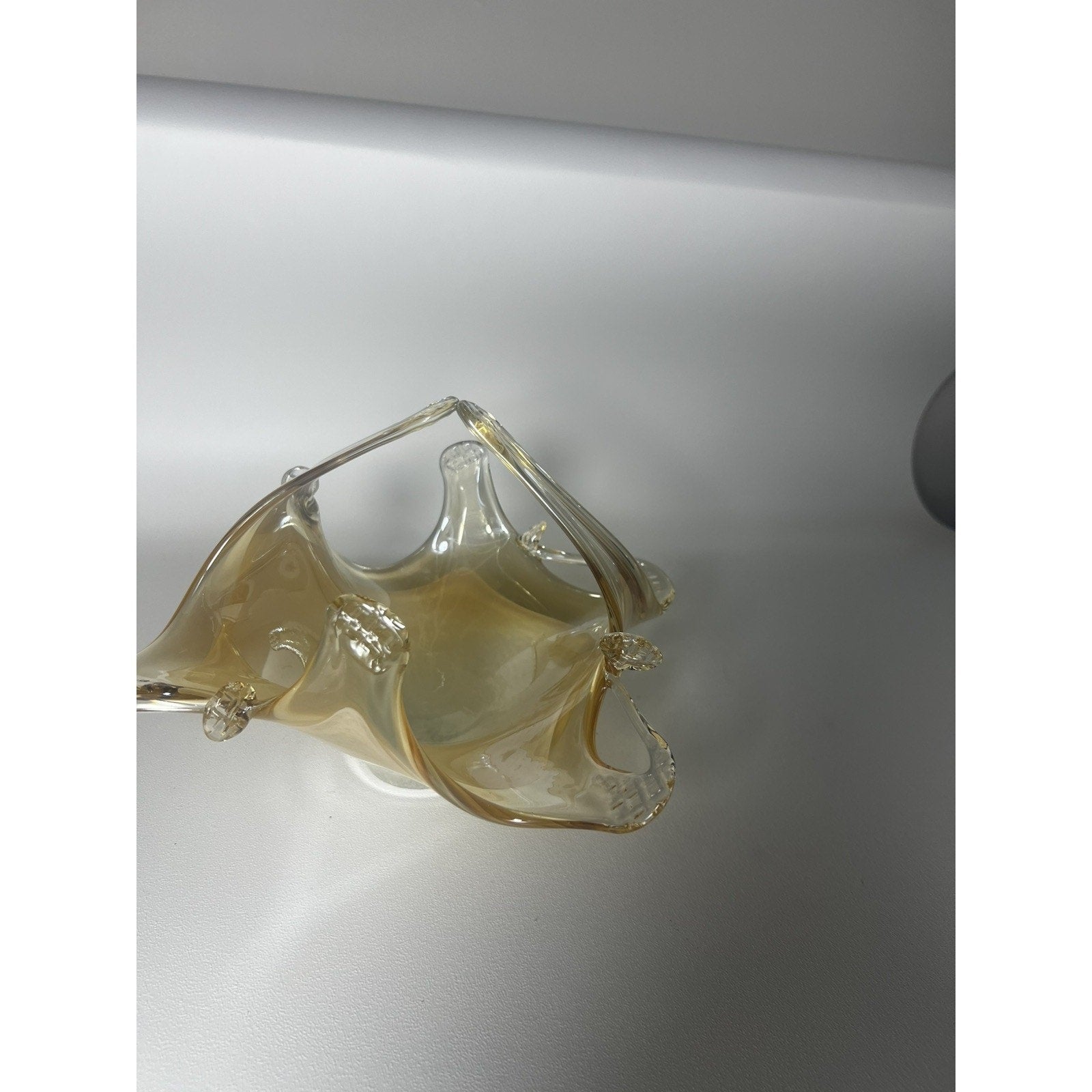 Lavorazione Arte Murano Glass Bowl made in Italy, Amber And gold