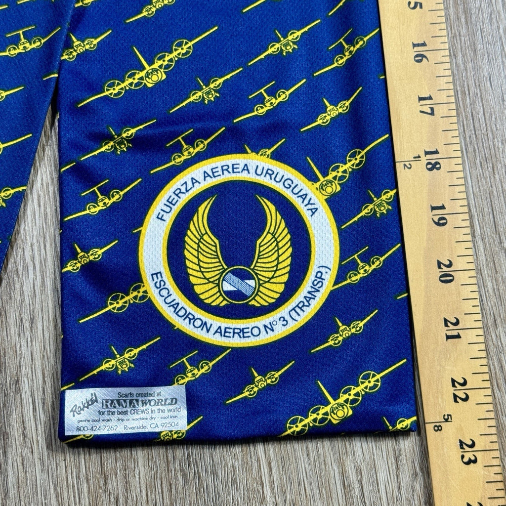 Vtg 1990s Uruguay Air Force Escuadrón Aéreo Nº3 Transport Crew Scarf USA