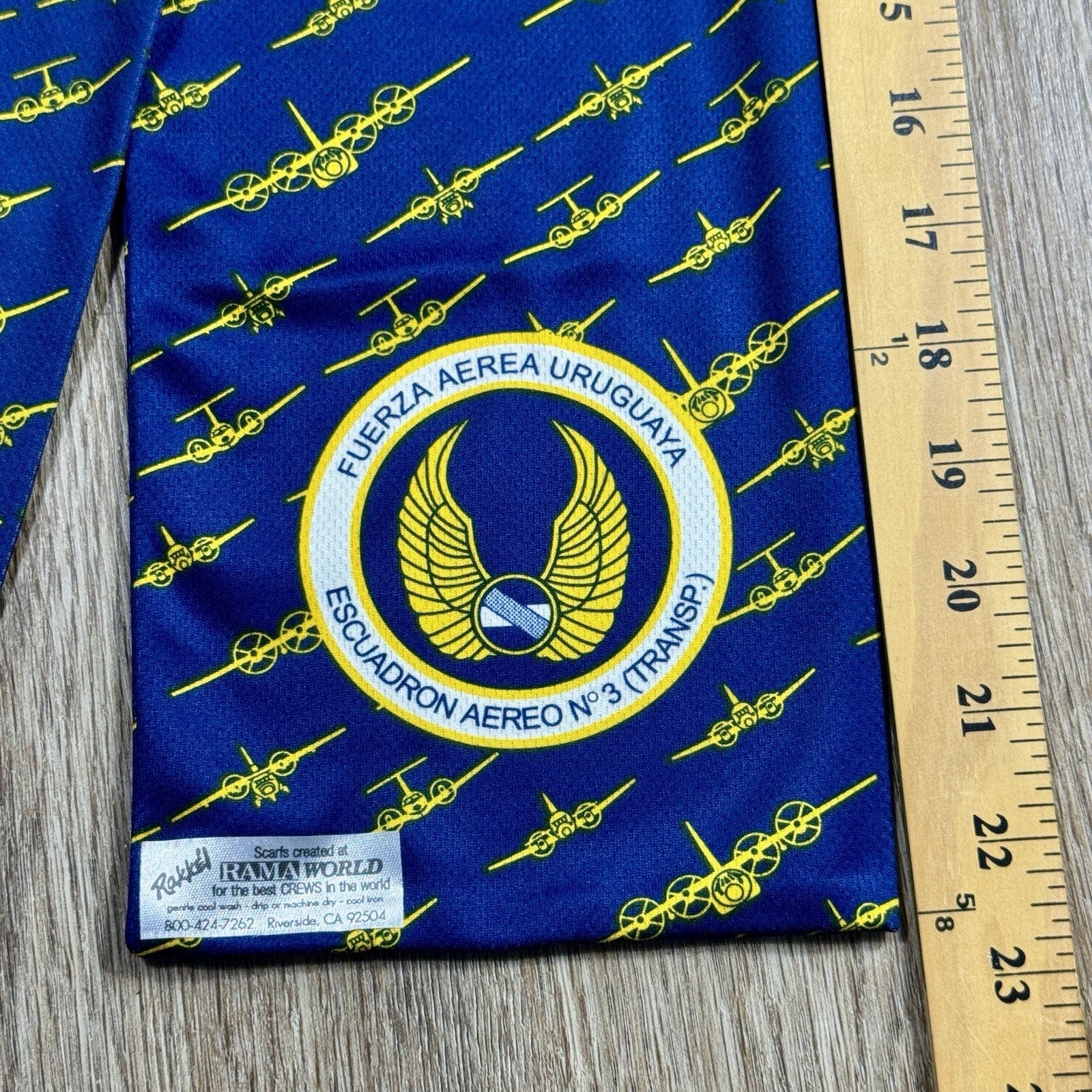 Vtg 1990s Uruguay Air Force Escuadrón Aéreo Nº3 Transport Crew Scarf USA