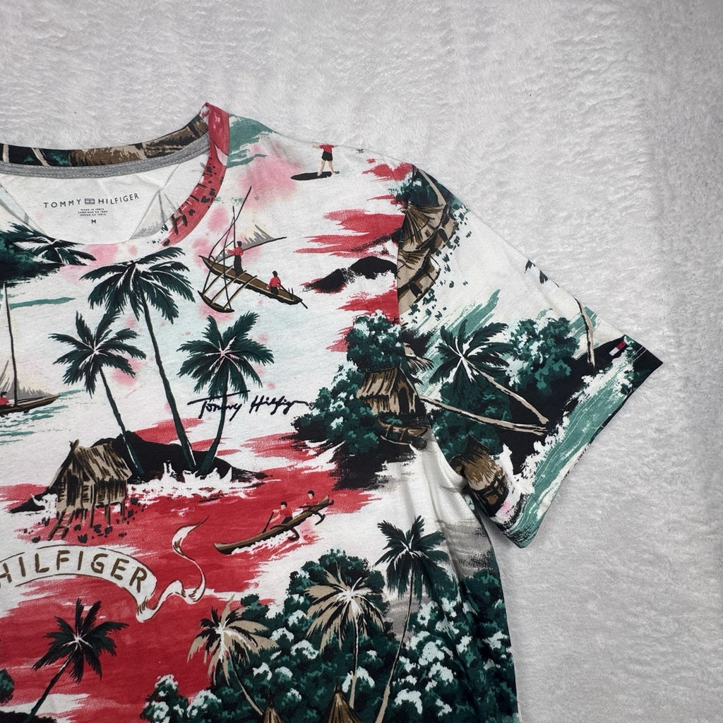Tommy Hilfiger Tropical Island All Over Print T Shirt Men’s Medium 100% Cotton M