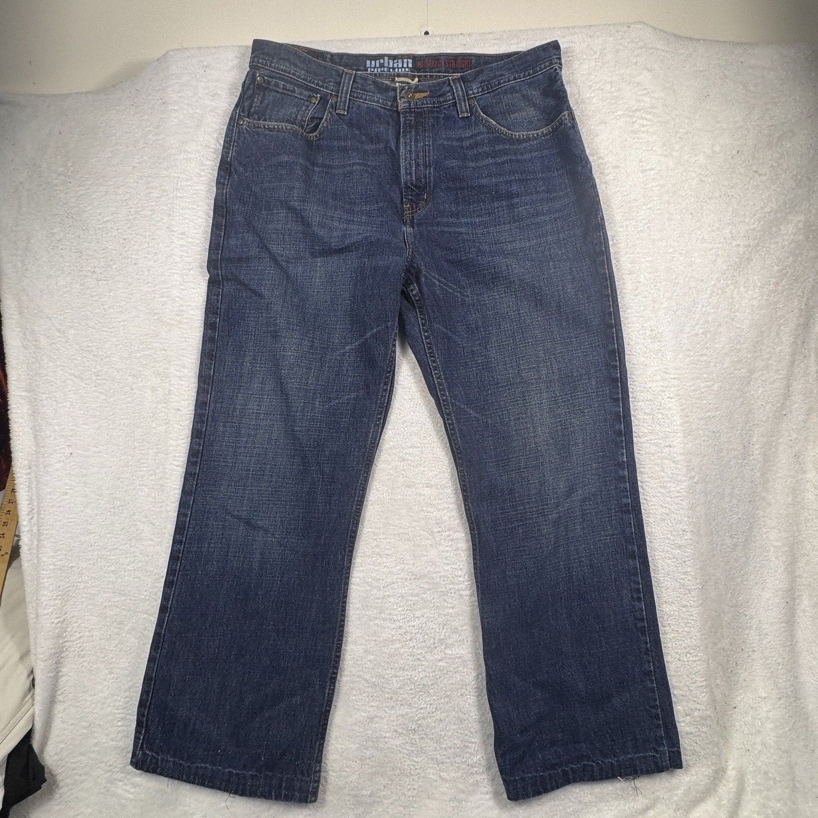 Urban Pipeline Relaxed Straight Jeans Mens 36x32 Blue Denim 100% Cotton Baggy