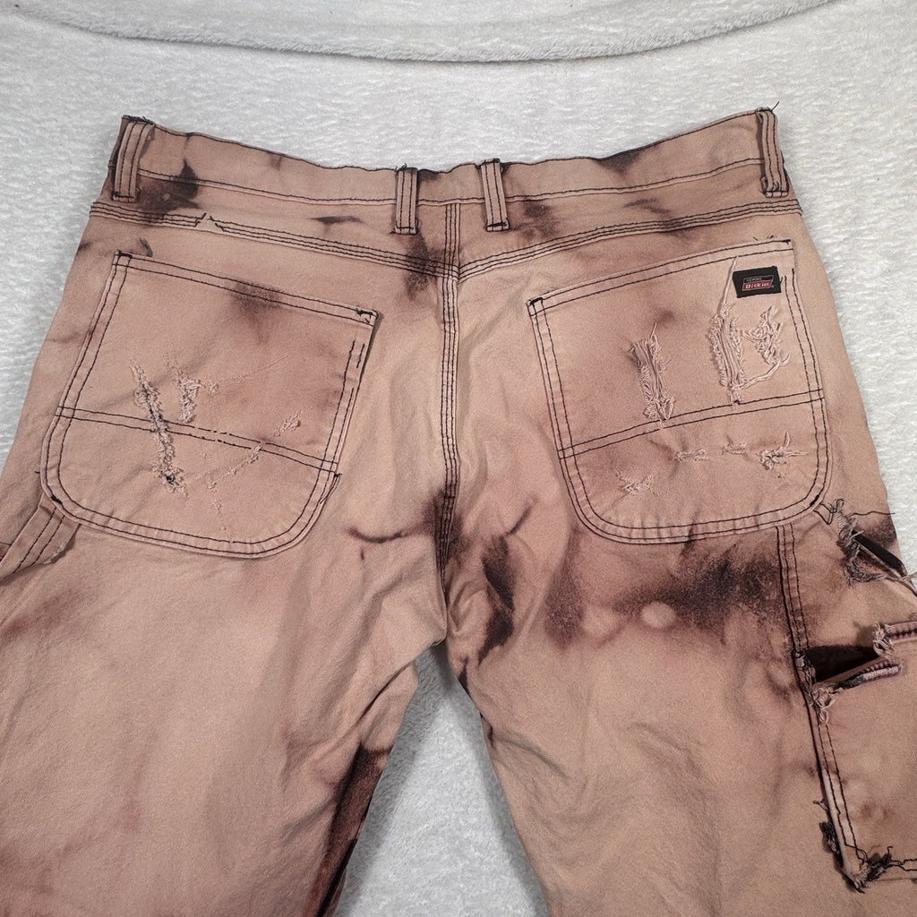 Dickies Carpenter Pants Men 36x30 Custom Bleach Distressed Grunge Workwear Pink