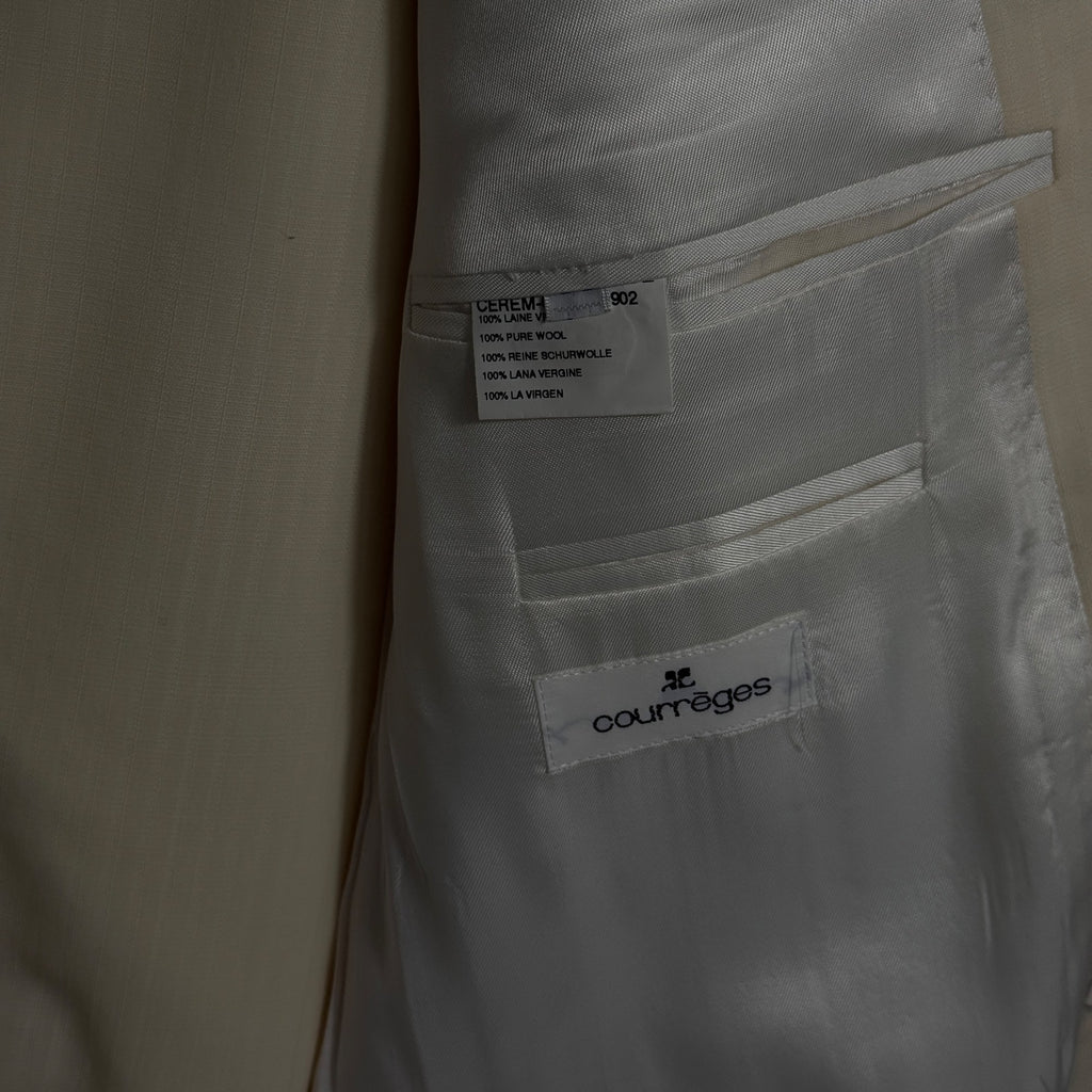 NWT Courrèges Homme Ivory Virgin Wool 2 Piece Suit EU 47 French Designer