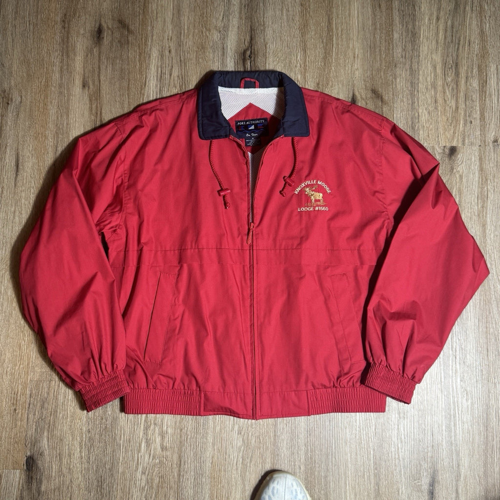 Port Authority On Tour Knoxville Moose Lodge #1560 Windbreaker Jacket Mens M Red