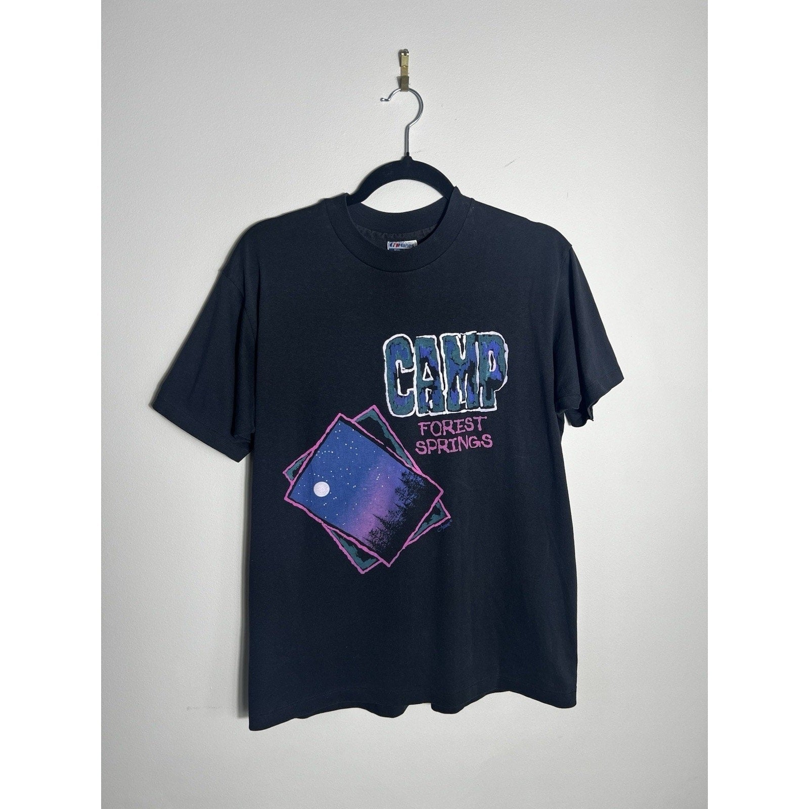 Vtg 80s/90’s Neon Graphic T-Shirt L Forest Springs Large Hanes Single Stitch USA